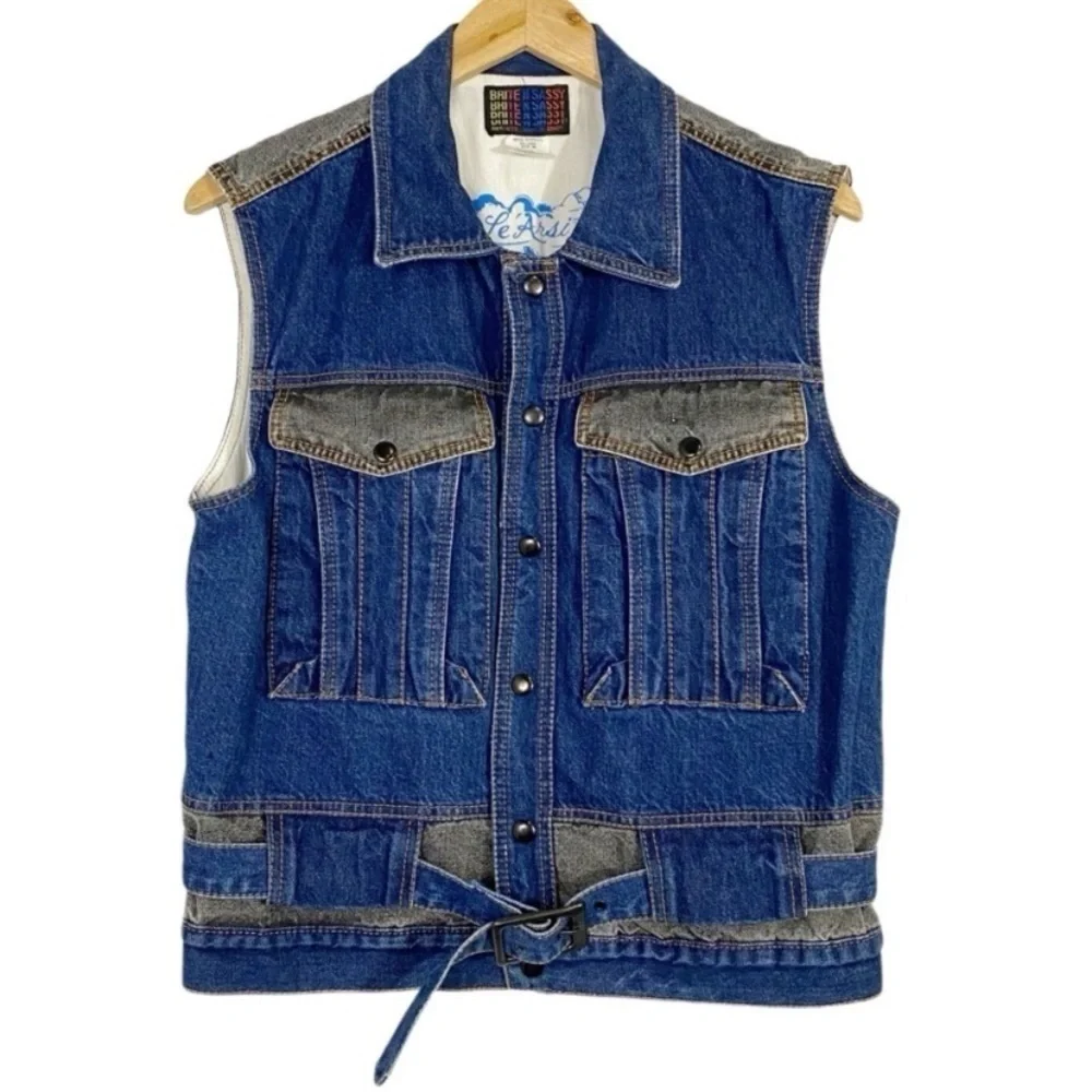 VINTAGE Le’Arsi Brite N Sassy Denim Vest 80s Western